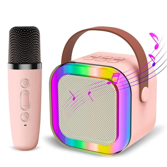 AESENS Wireless Karaoke Portable Bluetooth Speaker with Microphone for Singing & Gifting with Voice Changer (Pink)